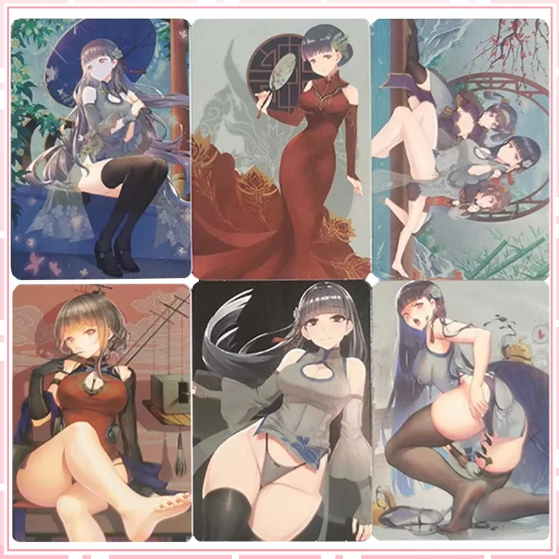 In Magazzino 6 Pz/set Sexy Anime Gioco Ragazze Carte Azur Lane ROC Yat Sen Ping Hai Ning Hai Gioco Carte Da Collezione Regalo Di Compleanno Giocattoli