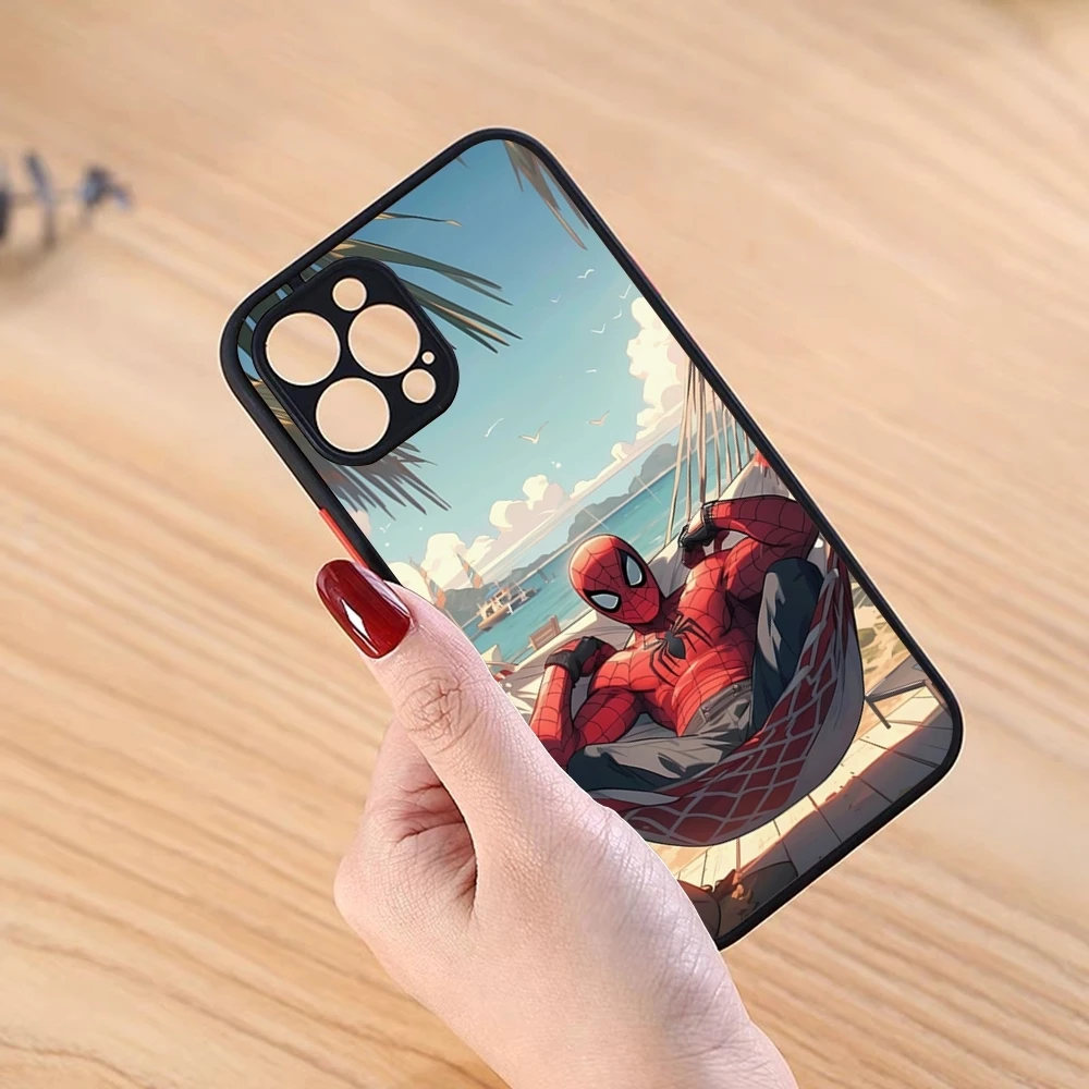 Marvel Cool Phone Case Black para iPhone 13ProMax 15 12 11 14 Pro Max Mini 8 7 Plus SE2020 XS Max X XR Matte Cover