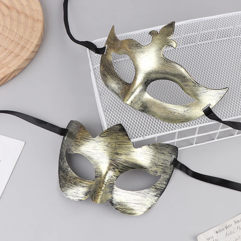 

2 шт., маска на Хэллоуин, ретро костюм на половину лица, маски, маскарадные украшения для вечеринки, пластиковый женский реквизит, танцевальная маска