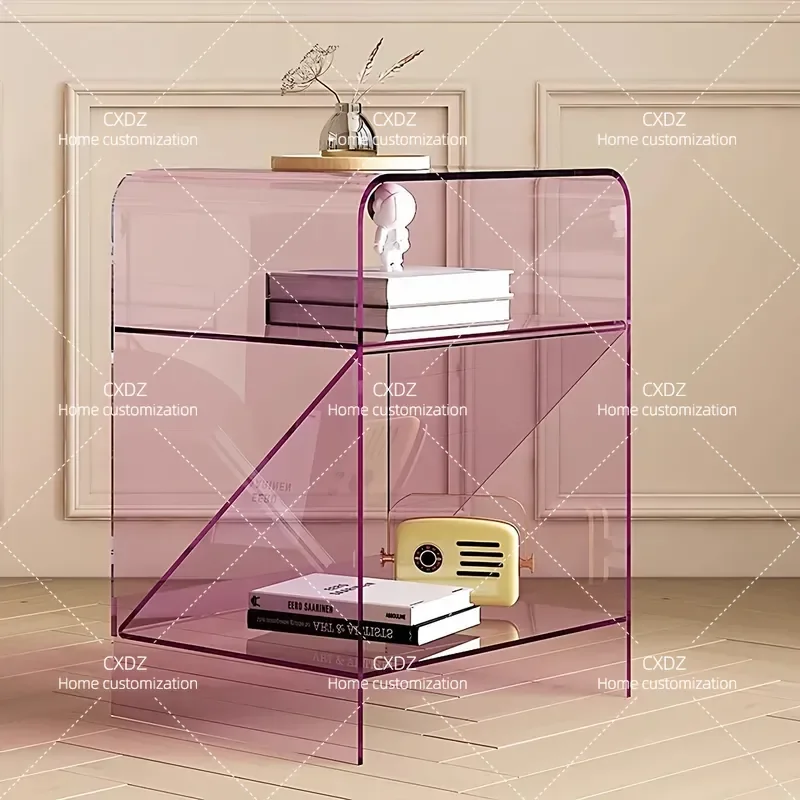 Nordic Creative Acrylic Bedside Table Transparent Storage Cabinet Modern Minimalist Sofa Side Table Small Clear Organizer