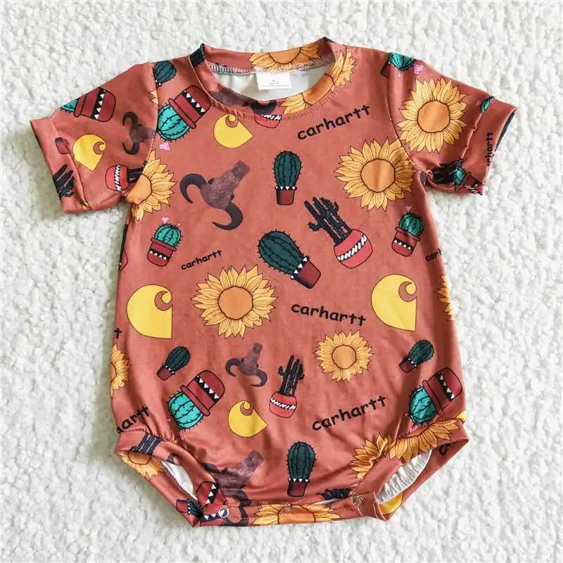 

Wholesale Girls Infant Summer Short-Sleeved Romper With Multi-Element Pattern Printing And Bright Colors