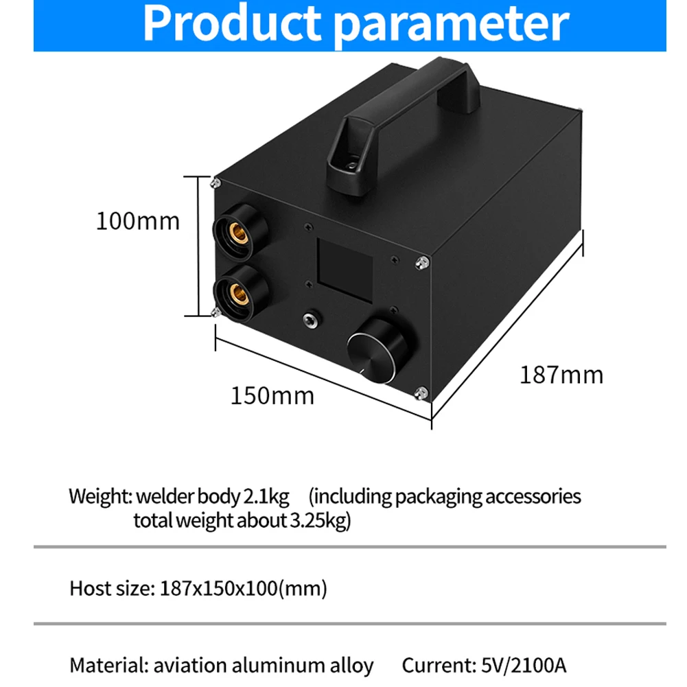 Portable Supercapacitor Spotwelder High Power Spots Welding Machine 250 Power Gears Adjustable Support 0.3mm Nickel Sheet