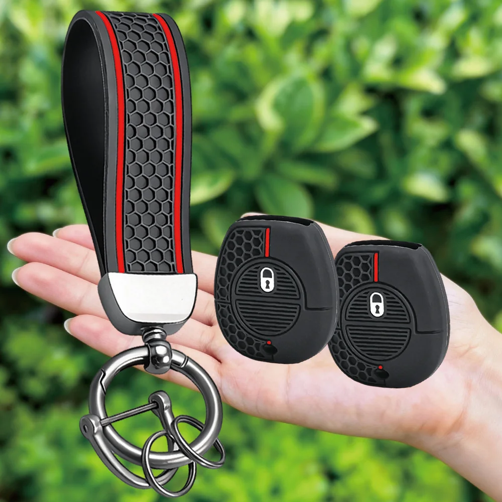 Silicone Key Cover Fob Shell Case Jacket For Nissan Micra Almera K12 Terrano Primera P12 X-Trail Car Key Case Holder Keychain