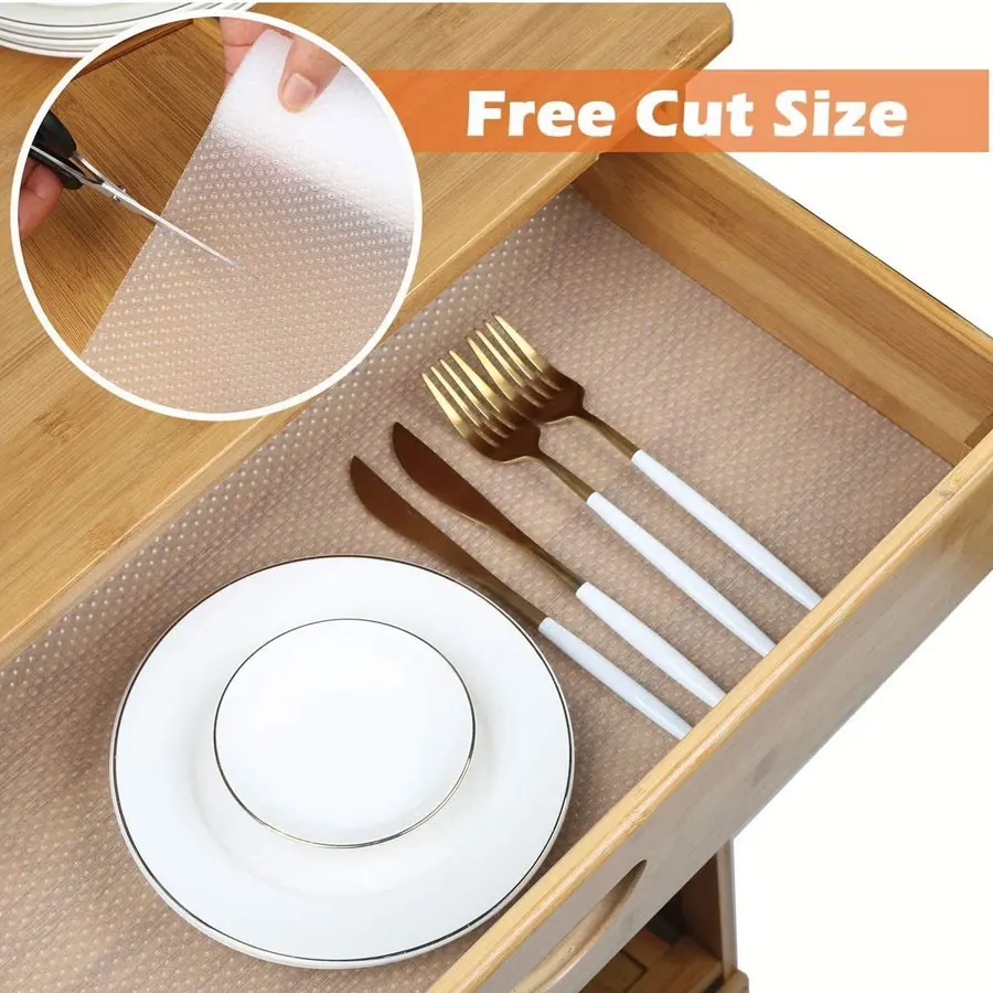 1 Roll Easy-Clean Cuttable Shelf Liner - Waterproof & Oil-Proof, Non-Adhesive EVA Drawer Paper Durable for Kitchen Cabinets