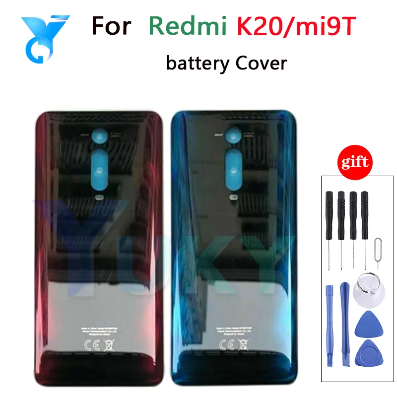 For Redmi K20 Battery Cover Back Glass Panel Rear Door Case For Xiaomi Mi 9T Back Cover With Adhesive K20 Pro Battery Cover