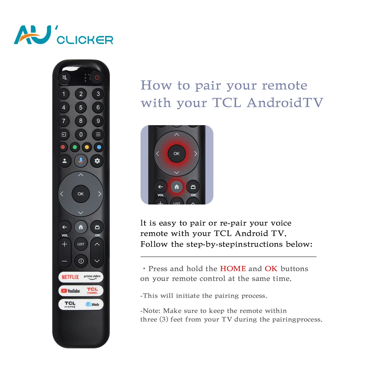 RC833 GUB1 Suitable for TCL Voice Remote Control Replacement C645 P745 C745 LC645 C845 65C845