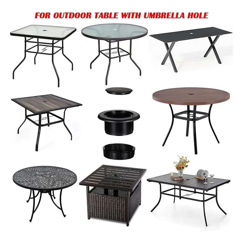 A72P Outdoor Patio Table Umbrella Hole Ring Plug Cap Set For Garden Table Parasol, Hole Cover & Pole Stabilizer Accessories