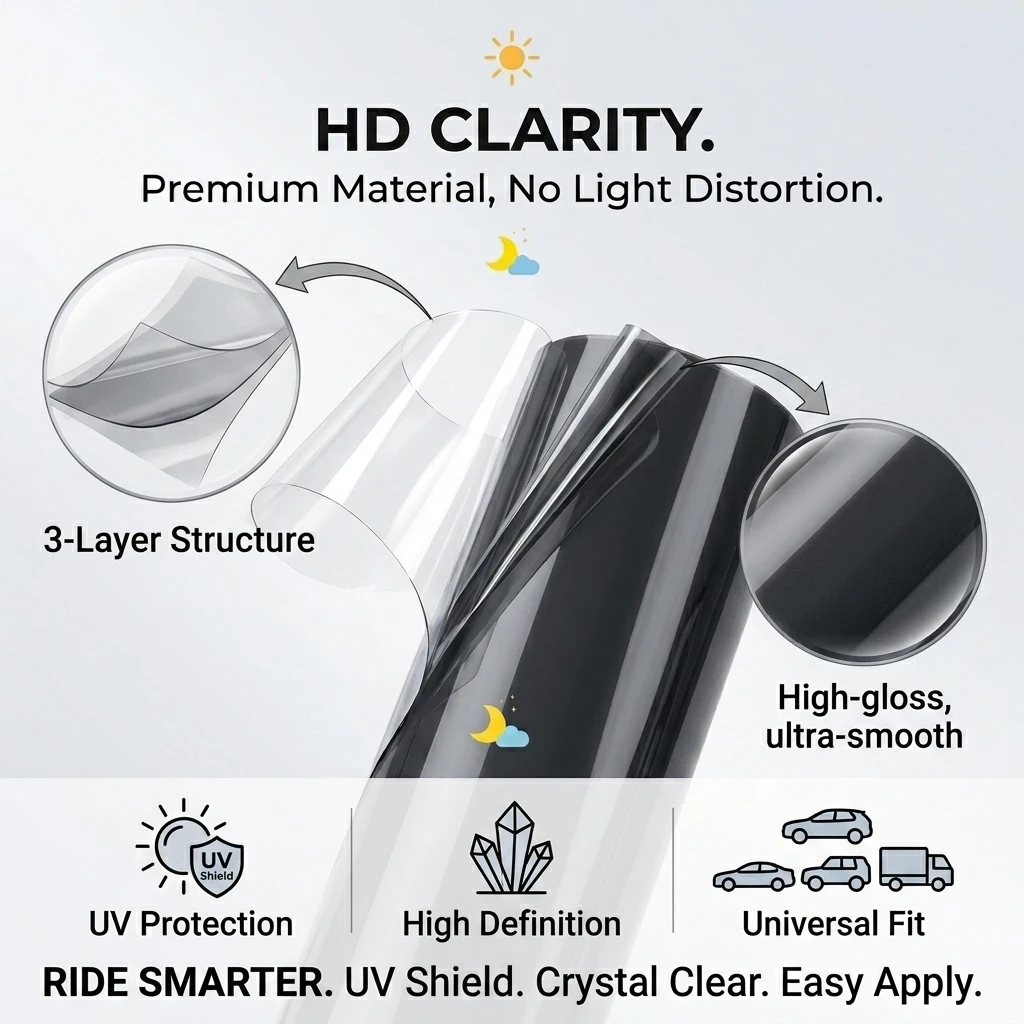 Photochromic Helmet Visor Film Auto‑Darkening UV Block 30x50cm Universal Light Adaptive Protective Tint Sticker For Motorcycle