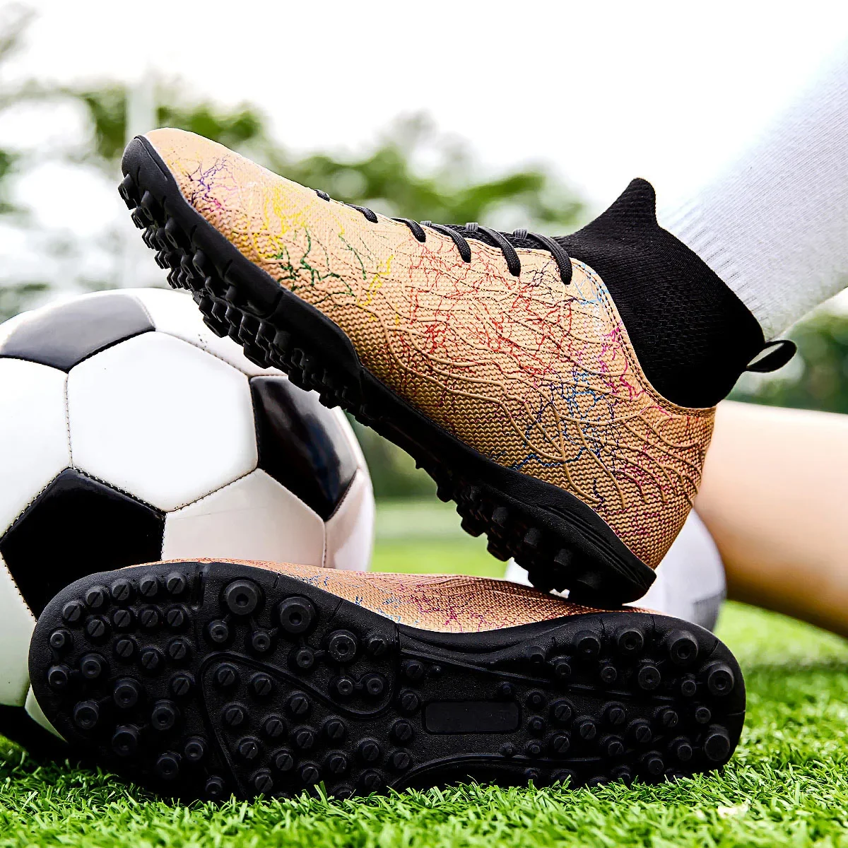 

Limited Edition High-top Soccer Shoes TF Studs and FG Long Studs Unisex Style Available in 4 Colors of Your Choice football