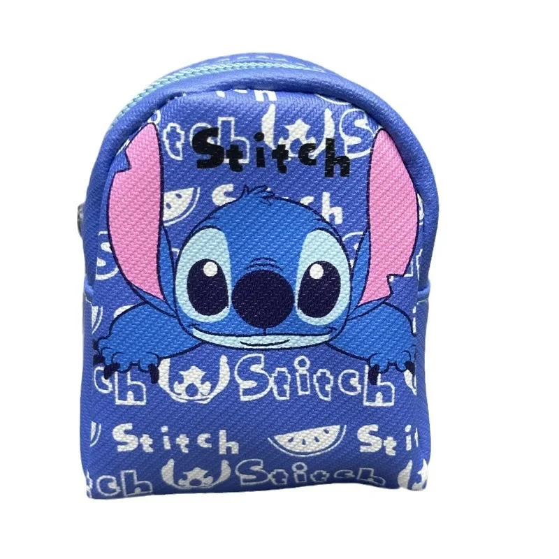 Aleatório 1 pçs disney stitch mini moeda bolsa bonito figura fone de ouvido batom saco de armazenamento feminino mochila decoração dos desenhos animados chaveiro