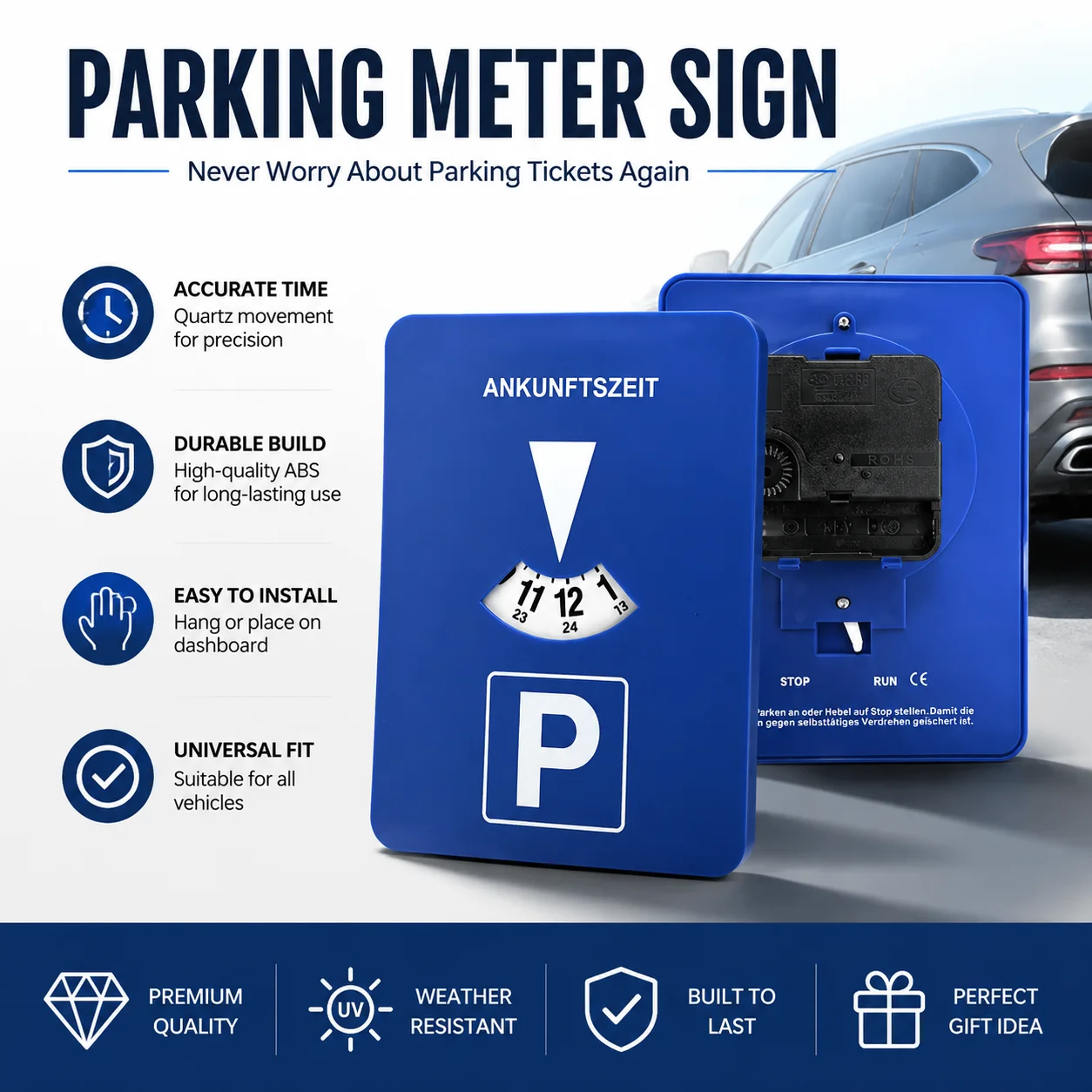 

Digital Parking Timer Disc Easy to Use Portable Clock Tool for Arrival Time Display Car Accessory Parking Enforcement
