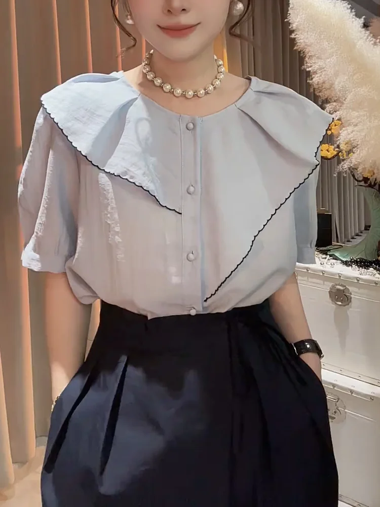 

Slimming ort Sve Doll Collar irt Trendy Korean Sle Summer New Arrival plus Size Versatile Slimming Effectiven