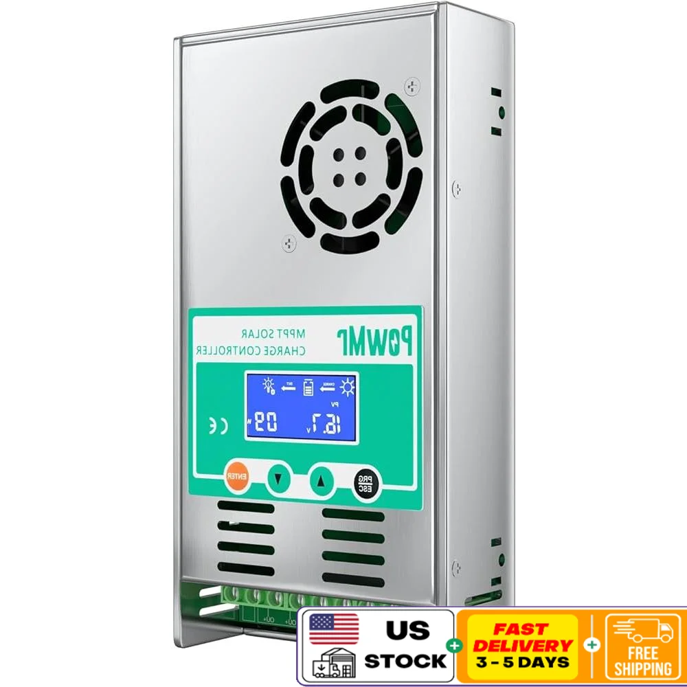 

60A MPPT Solar Charge Controller 12V 24V 36V 48V Auto Max 160VDC Input LCD Display Intelligent Battery Detector RV Boat Solar