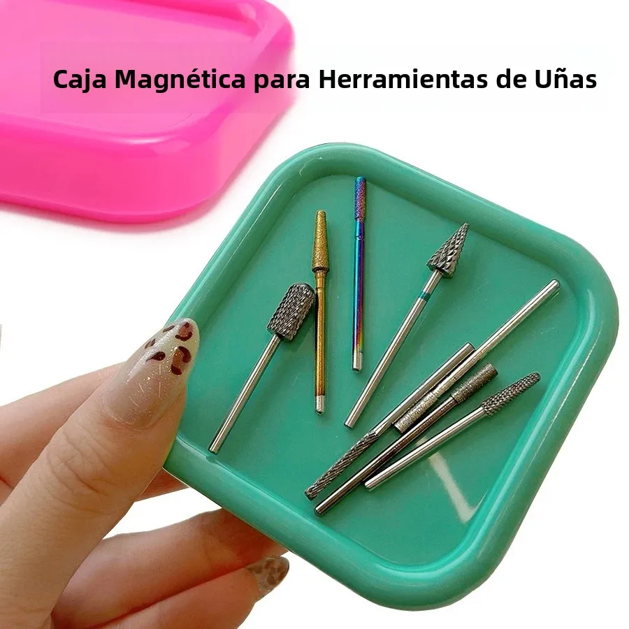 Portable Magnetic Nail Art Organizer Tray Cat Eyes Design Storage Container for Nail Grinding Heads Tool Holder