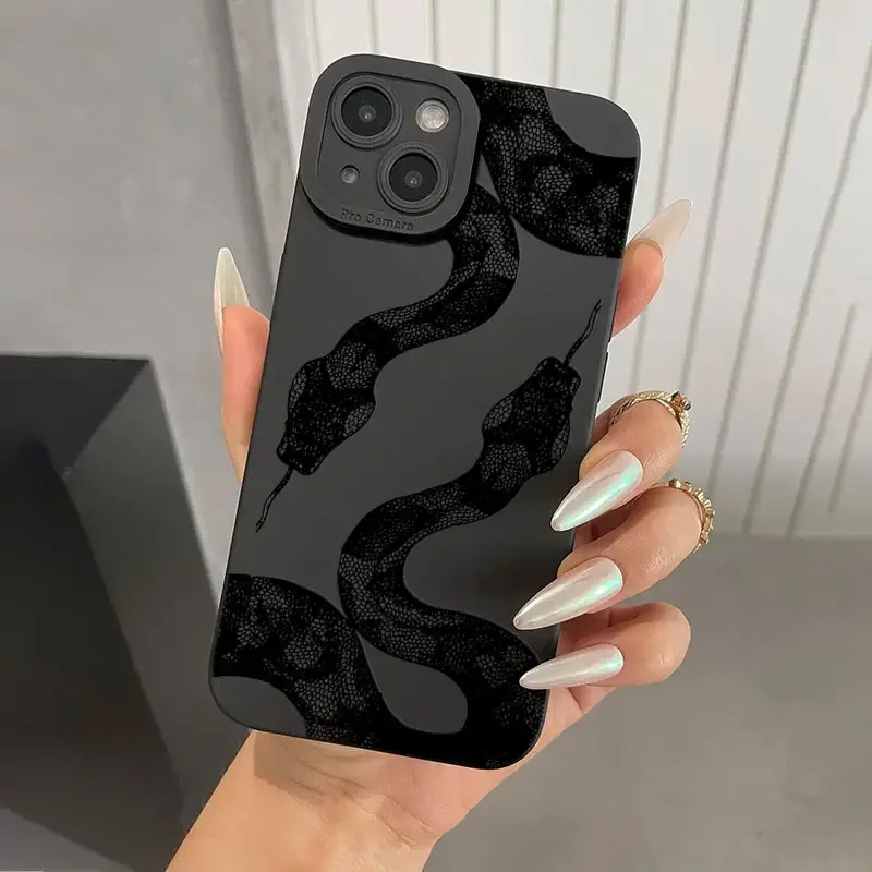 Vivid Snake Graphic Print Phone Case For iPhone 15 Pro Max Cases iPhone 14 13 12 11 XS Max XR X 7 8 Plus 15 Soft Silicone Cover