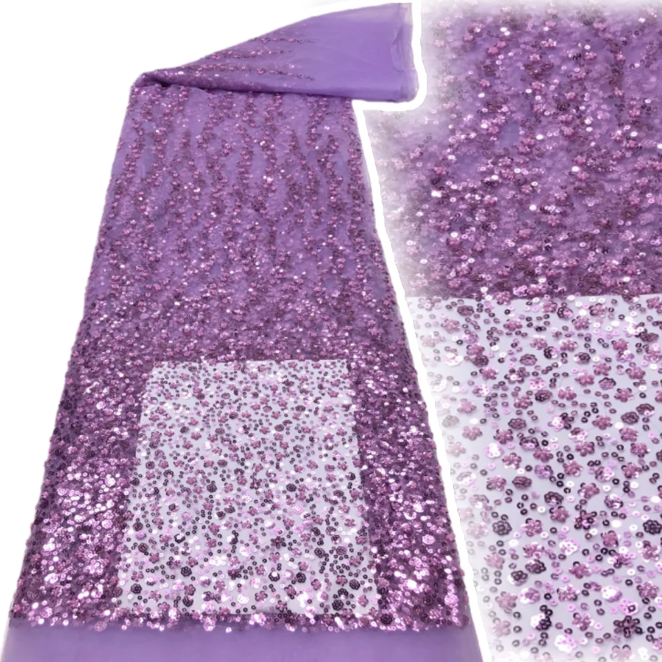 

2024 Роскошная французская вышивка бисером кружевная ткань в африканском нигерийском стиле с блестками кружевная ткань для шитья свадебного платья AH1600