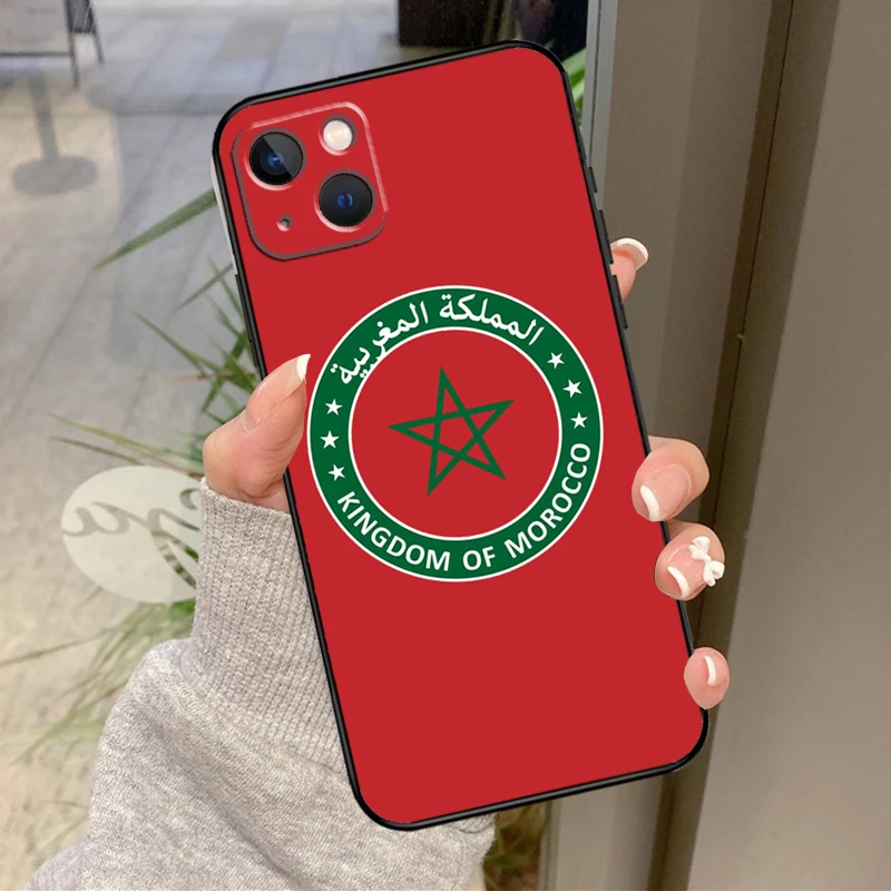 Morocco Flag Coat Of Arms Case For iPhone 13 11 14 12 15 16 Pro Max Plus XR X XS Max 12 13 Mini Soft Cover