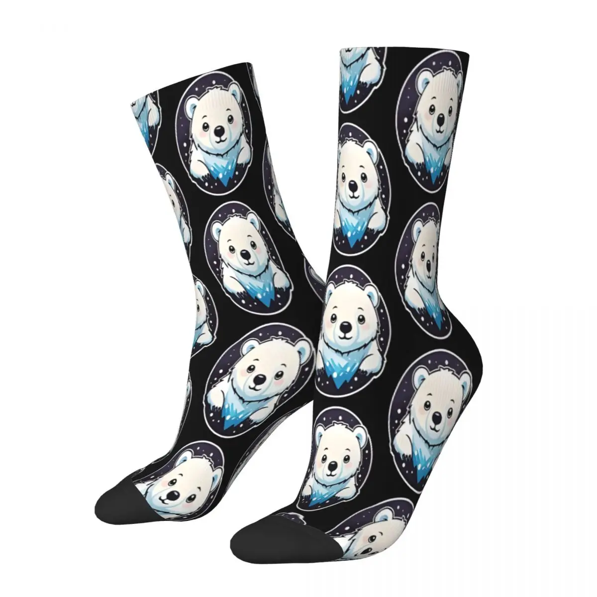 Snowy Sweetness A Kawaii Polar Bear Cub's Playful Charm Polar Bear Socks Male Mens Women Autumn Stockings Polyester