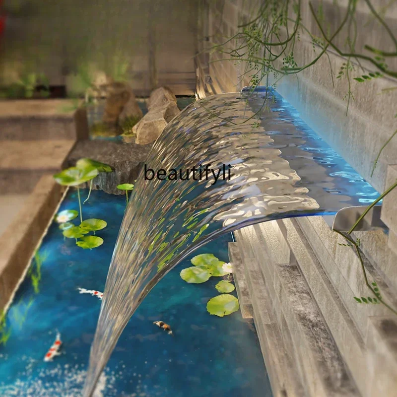 new Stainless Steel Waterfall with Filter Oxygen Fish Pond Water Circulation Courtyard Waterscape Water Curtain Wall ss 7486