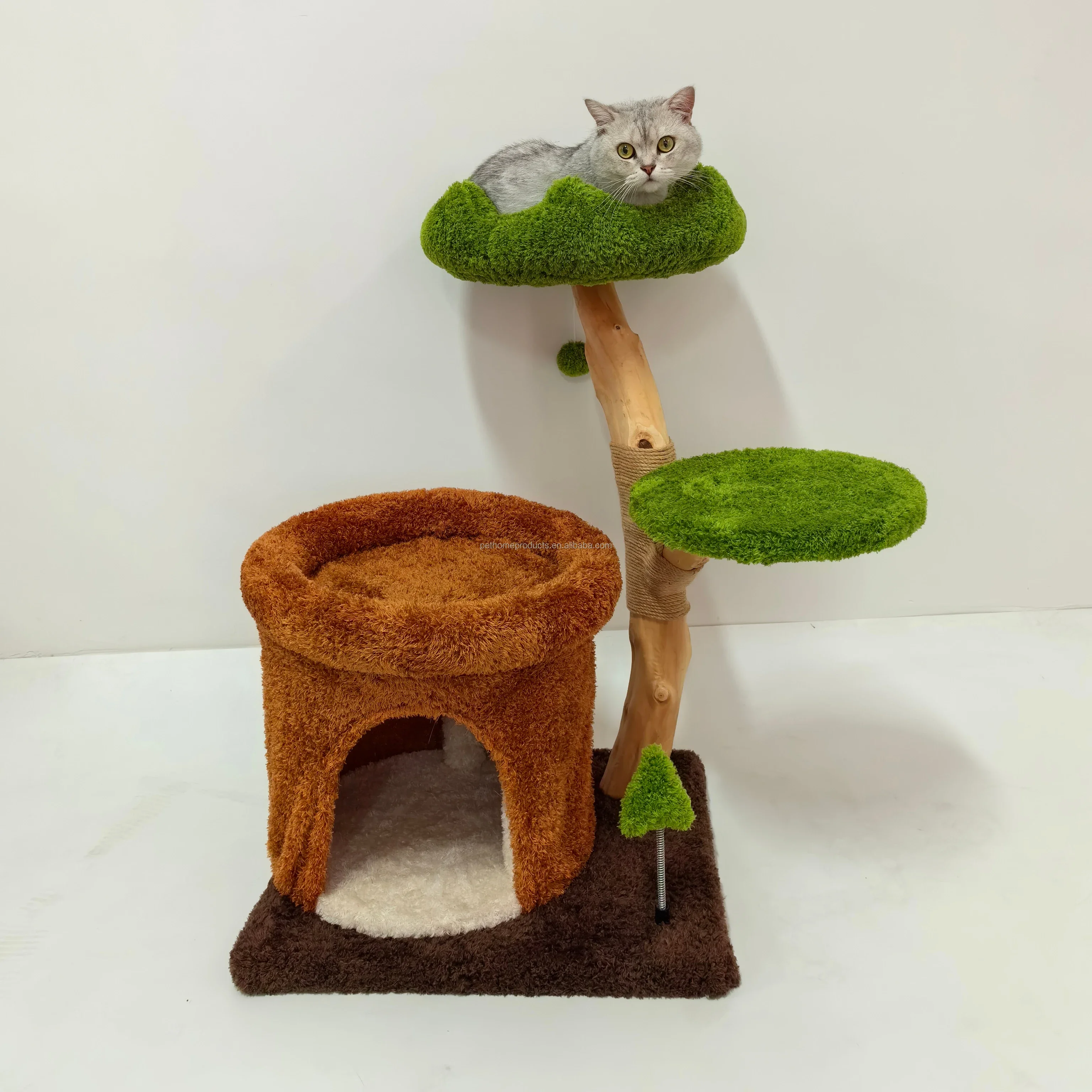 Cat Climber,Luxury Multi Levels Wood Pine Tree Modern Climber Tower Climbing Frame Climbing Tree Cat Tree