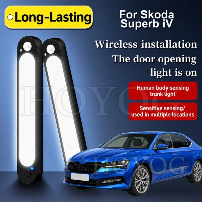 For Skoda Superb iV 2019-2026 Car Trunk Light LED Lamp Magnetic Sensor Wireless Camping Boot Cargo Light Sedan Interior Cabin