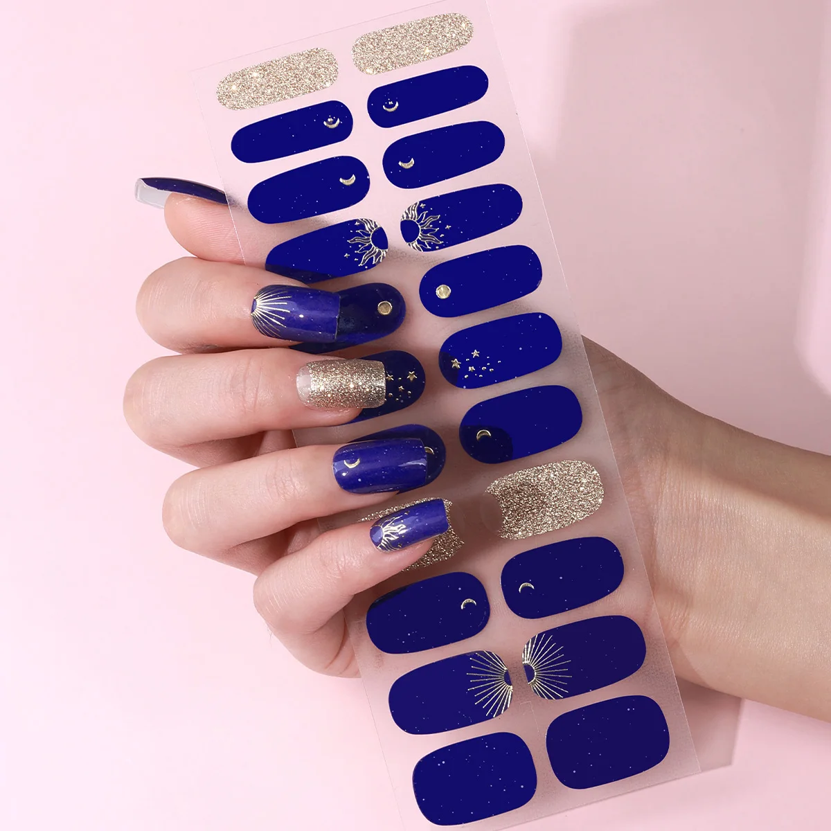 

22Tips Baking-Free Nail Stickers Shiny Star Moon Sun Nail Polish Strip Glitter Adhesive Manicure Decor Nail Art Decal