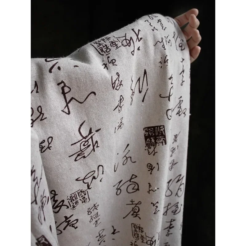 

Новый китайский каллиграфический хлопок, конопля, абрикосовый цвет, фон для съемки в древнем китайском стиле: ткань для одежды Хань
