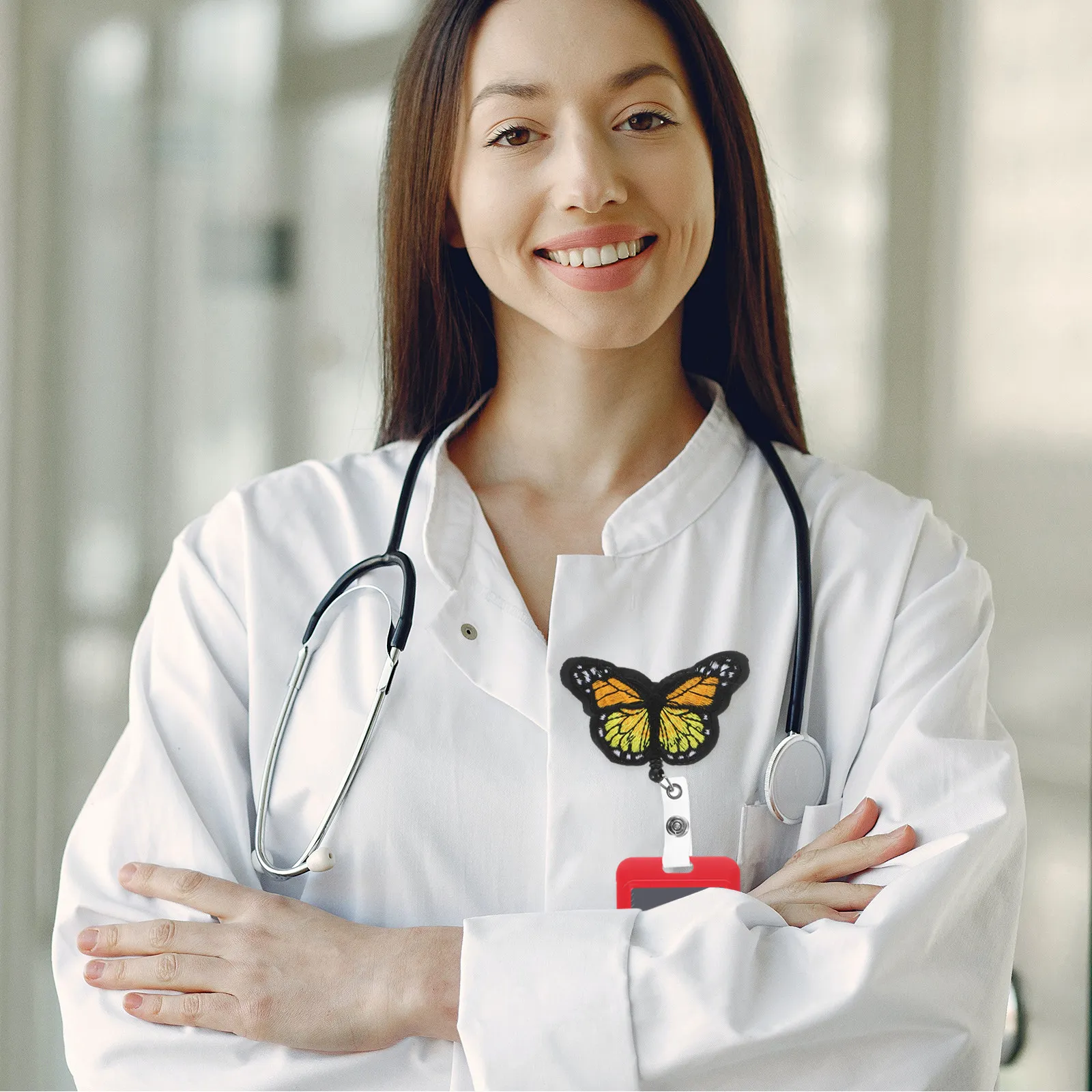4 Pcs Badge Holders for Nurses Butterflies-shaped Cards Clips Id Badges Portable Practical