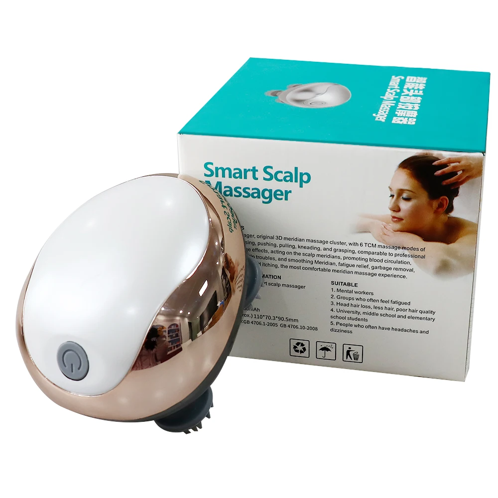 6 Modes Electric Scalp Massager Silicone Kneading Vibration Head Massager with Rechargeable Portable Hair Growth Massage Device