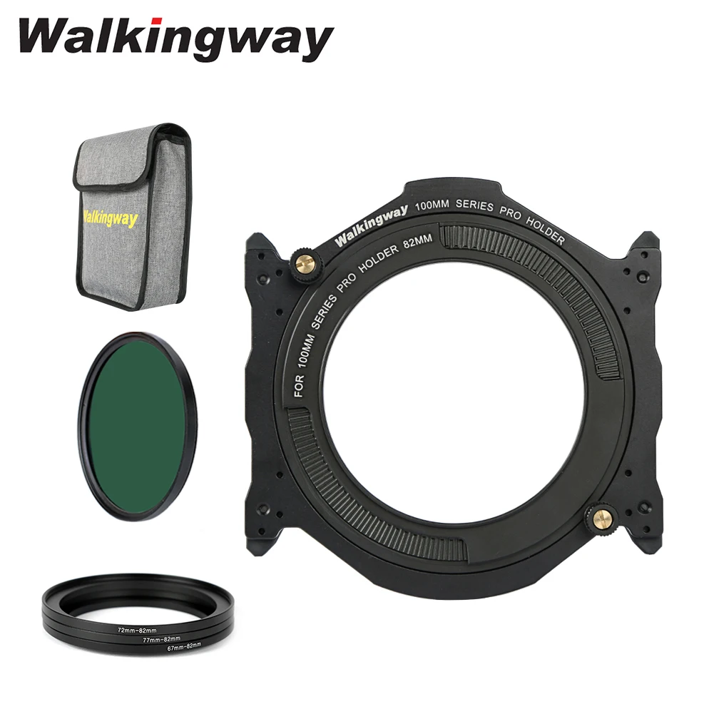 Walking Way Aluminum Square Filter Holder & 86mm MC CPL 67mm 72mm 77mm 82mm Adapter Rings for 100*100mm 100*150mm square filter