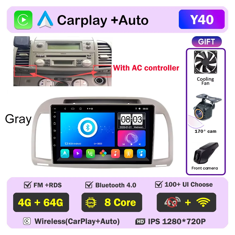 Carplay Android Autoradio Voor Nissan March Micra K12 2002-2010 Auto GPS Navigatie Head Unit Stereo 4G WIFI multimedia Draadloos