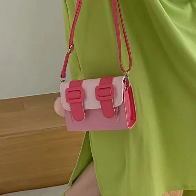 Women\'s Mini And Small Crossbody Bag Summer New Fashion Contrast Color Small Square Bag Mouth Red Bag Versatile Bag