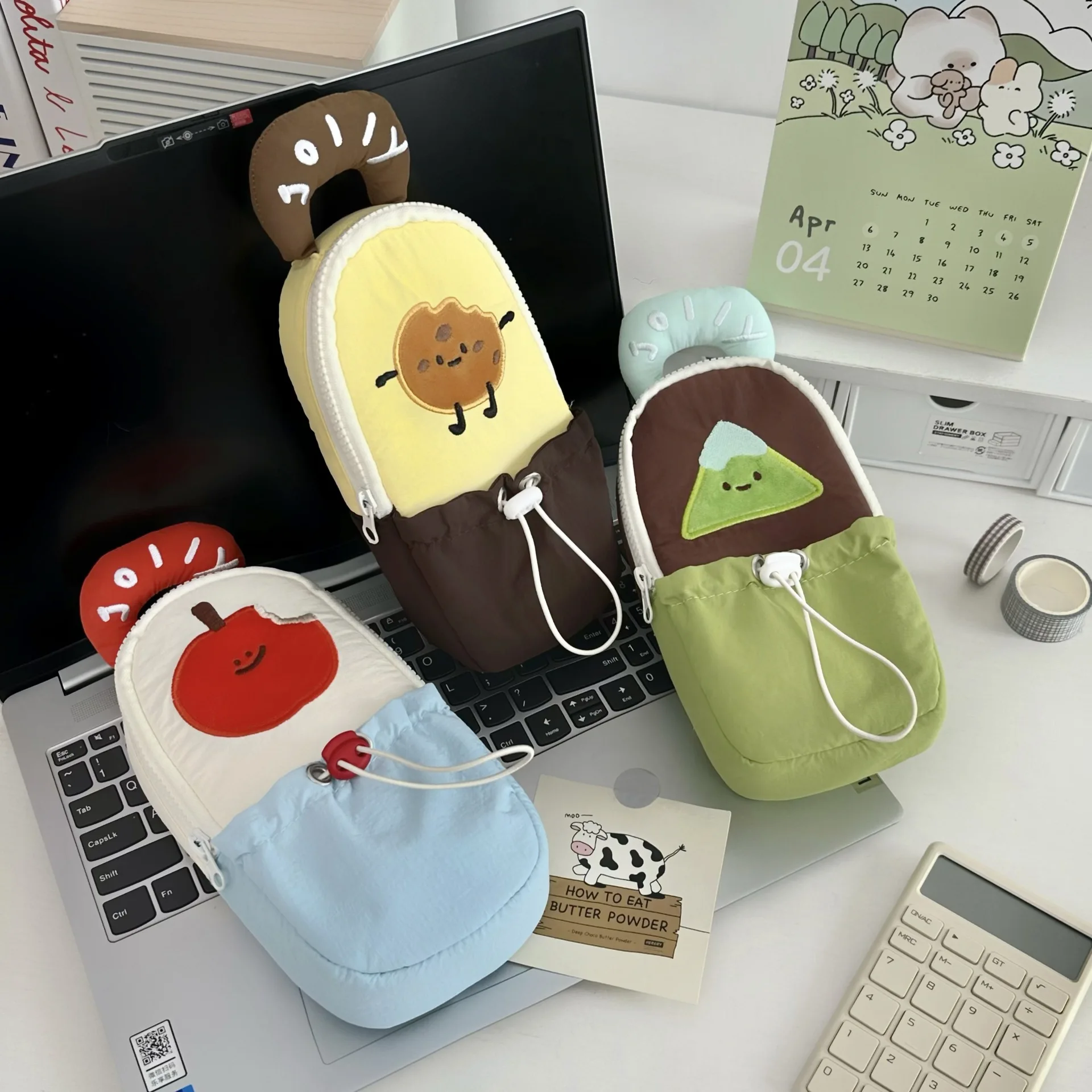 Student Pencil Case Drawstring Handle Pencil Pouch Standable Pencil Bag Canvas For Small Item Storage School Desk Organizer