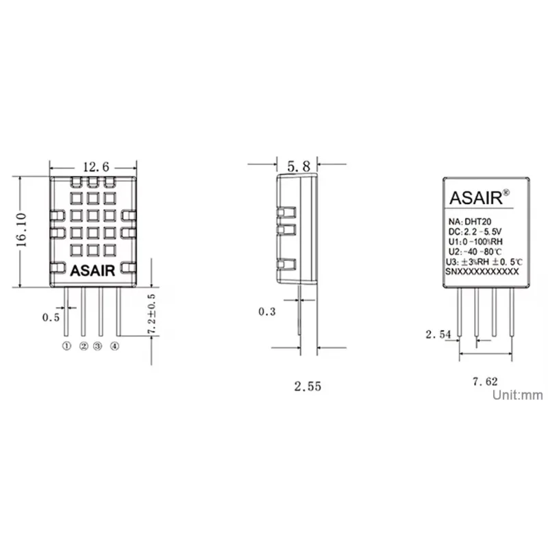 10PCS DHT20 AHT20 Digital Temp & Humidity Sensor Module I2C Interface High Accuracy Replace DHT11 for Arduino Raspberry Pi