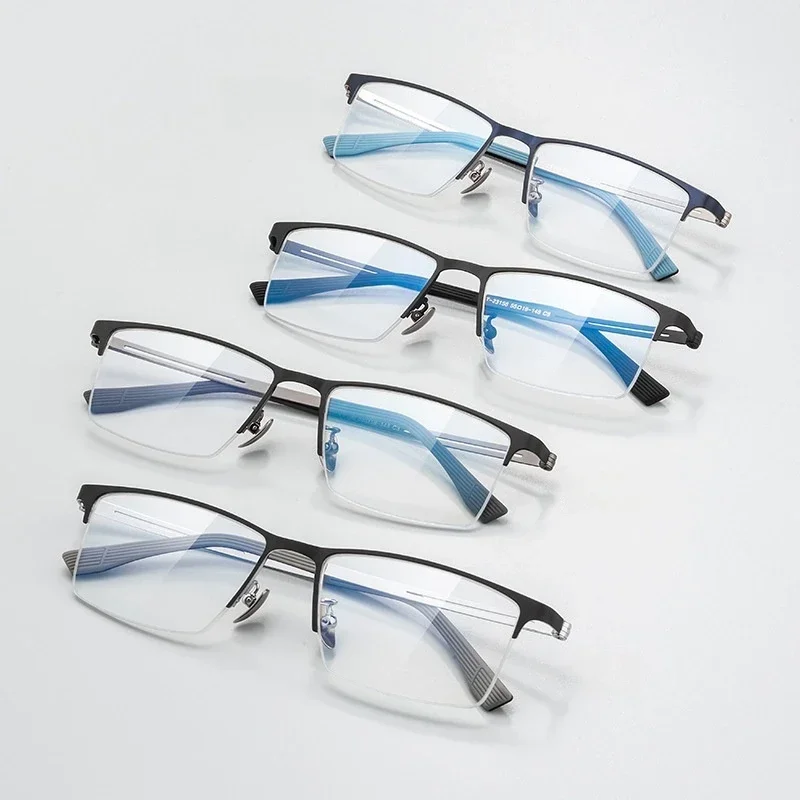 

Ultralight Men's Half-Frame Glasses Business Flexible High-Quality Alloy Optical Prescription Eyeglasses 156ZM Custom Lenses