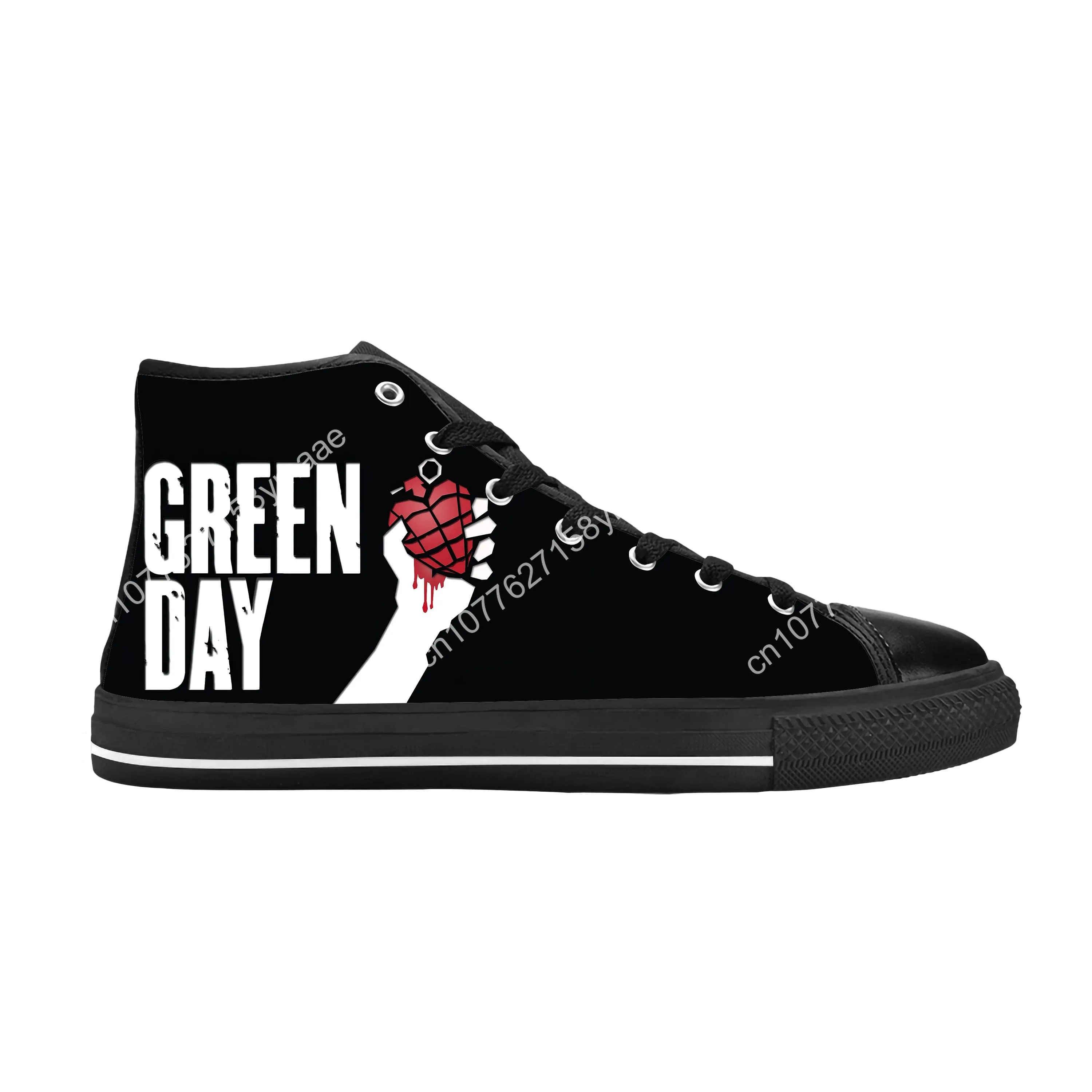 Days Punk Rock Band Music Singer Cool Funny Green Casual Cloth Shoes High Top Comfortable Breathable 3D Print Men Women Sneakers