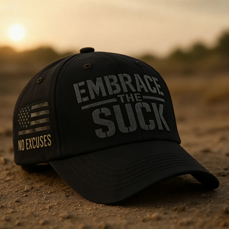 Embrace The Suck Motivation Military Style Baseball Cap No Excuses American Flag Printed Graphic Hat