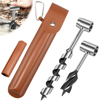 Hand Drill Carbon Steel Manual Auger Drill Portable Survival Drill Bit Self-Tapping Survival Wood 26mm Hole Punch Tool Camping