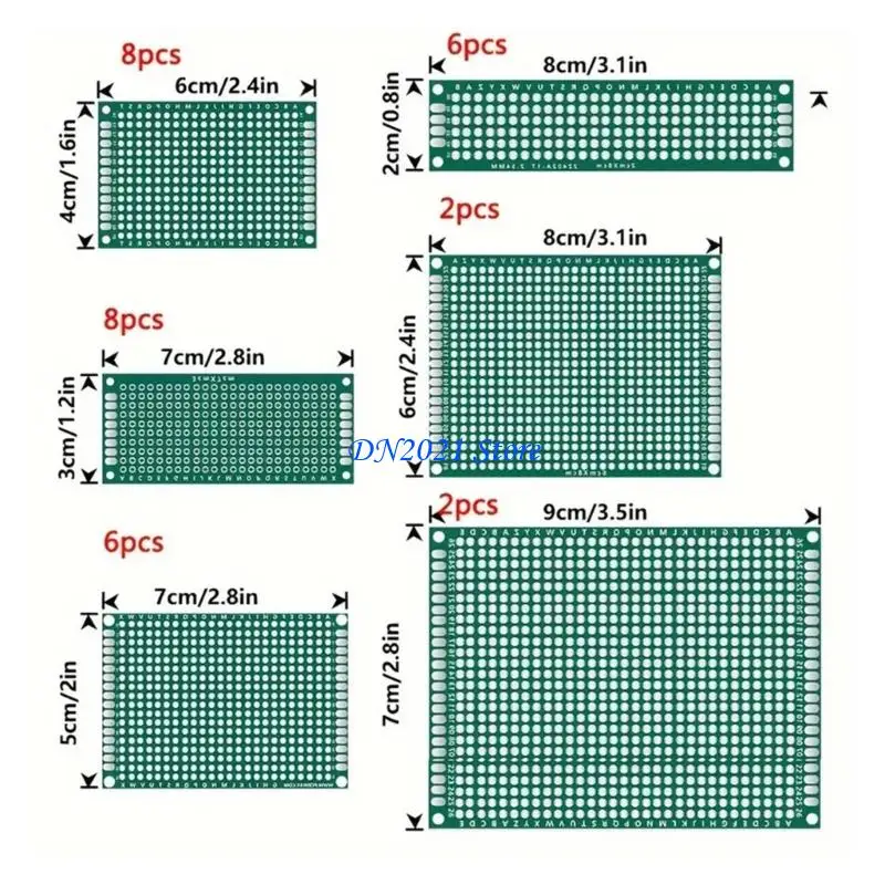 F3KE 6 Size Prototypes Circuit Base Fiberglass Base สำหรับโครงการ DIY Projects School Lab และฝึกซ้อมการบัดกรีส่วนประกอบ