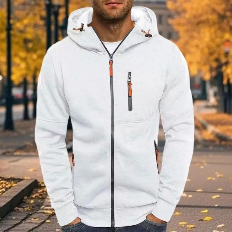 

39BC Adjustable Drawstring Hooded Sweatshirt For Men Gym Training Outdoor Zip