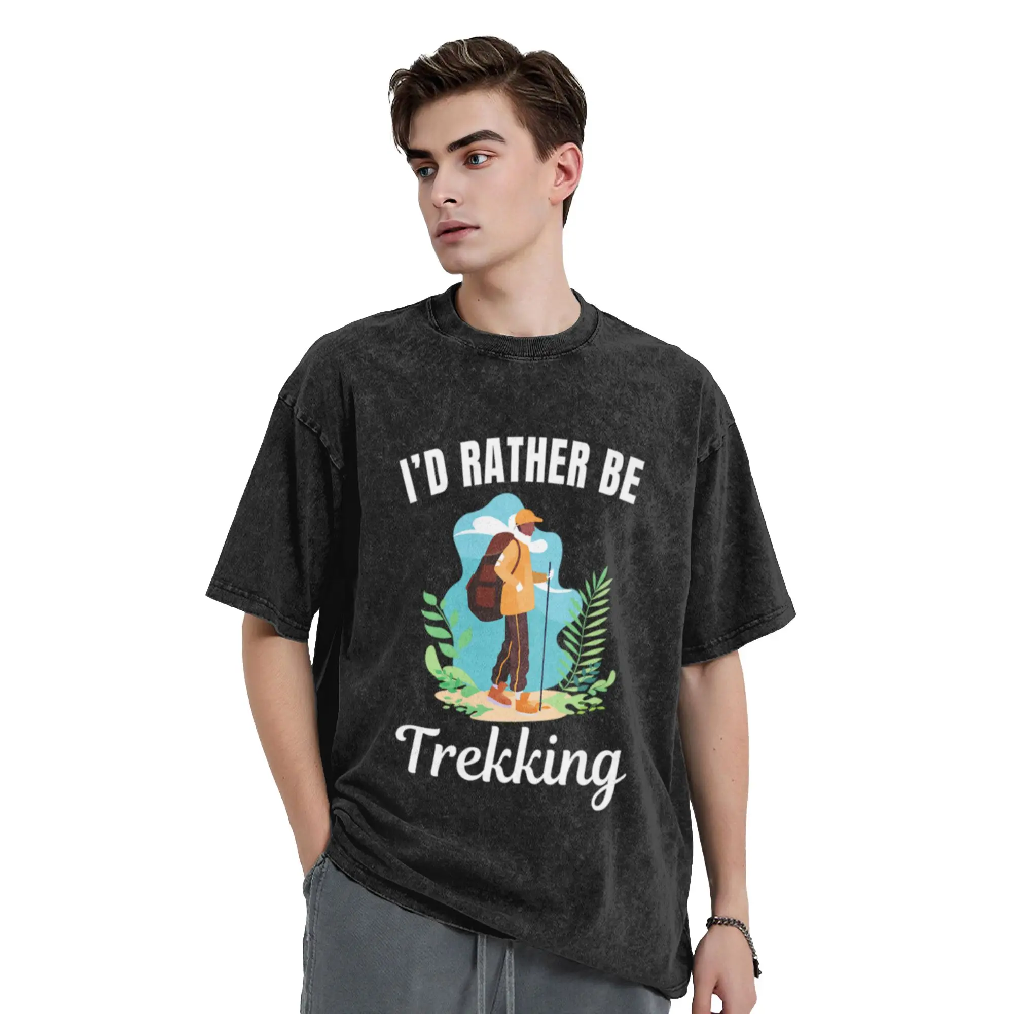I d rather be trekking  mountain hiking sport or hobby lovers  Classic Cool A Vintage Oversized Cotton Unisex T-Shirts