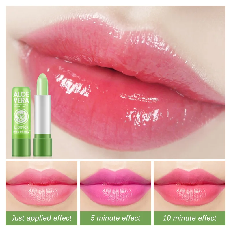 Aloe Vera Color-Changing Lipstick Long-Lasting, Moisturizing, Temperature-Activated Lip Balm, Fade-Resistant Nourishing Lip Care