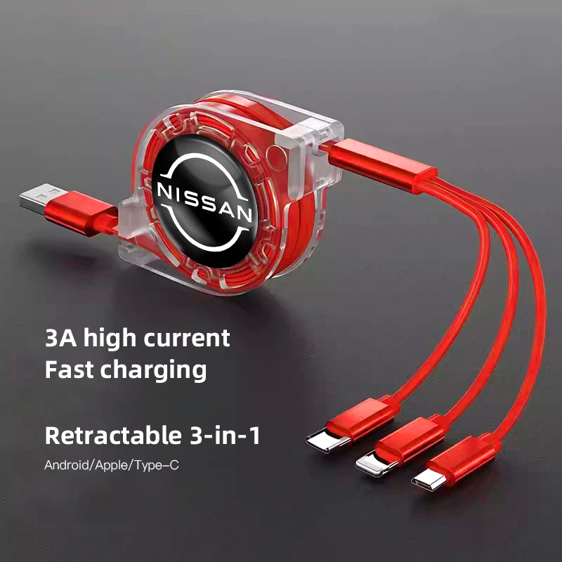 3 في 1 مايكرو USB نوع C كابل شحن شاحن متعدد لنيسان قاشقاي جوك بولسار سينترا ألتيما باترول ميكرا روج ألميرا فيرس