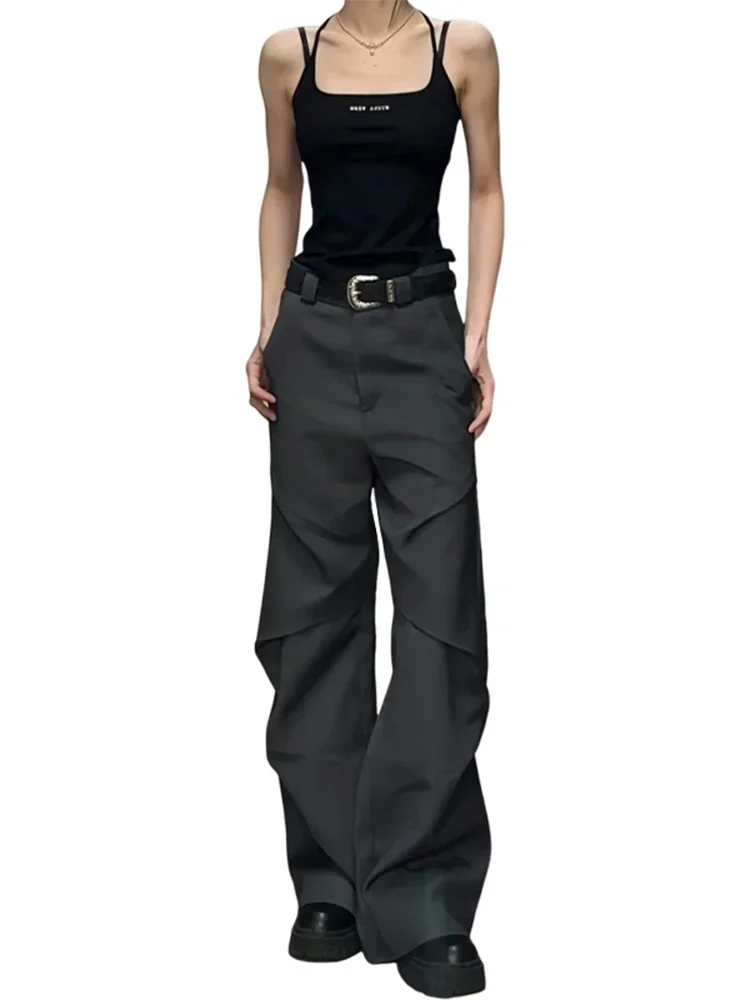 Black Fashion Street Woman Pants Summer New Solid Color Simple Wide Leg Pants Female Basic Casual Loose Chicly Women Pants