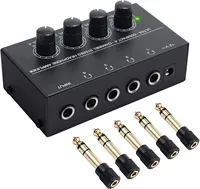 Neoteck 4-Channel Headphone Amplifier Compact Stereo Amp with 5x 6.3mm to 3.5mm Adapters and Power Supply