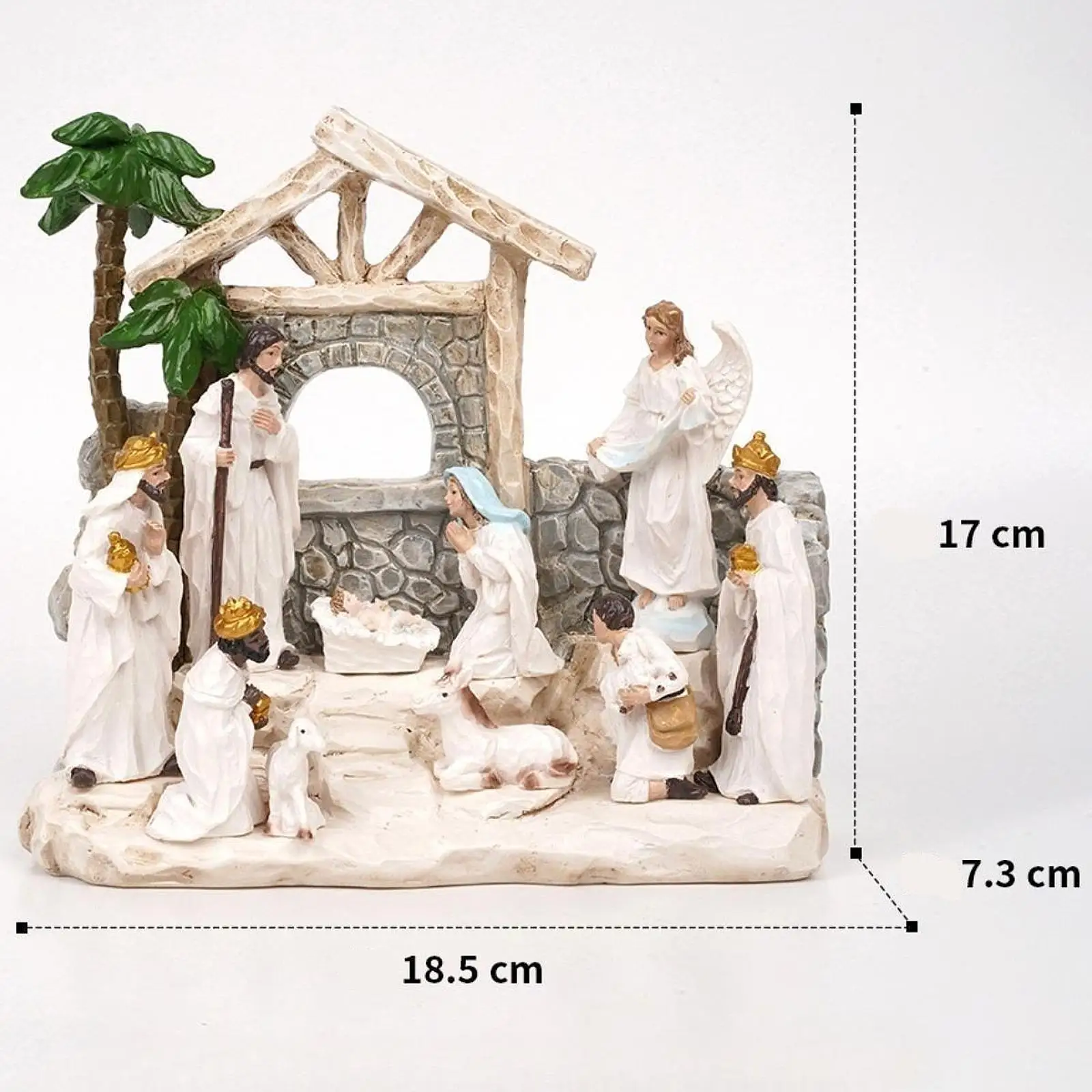 Vintage Handcrafted Nativity Figurine Resin Statue Decorative Ornaments for Modern Room and Holiday Displays