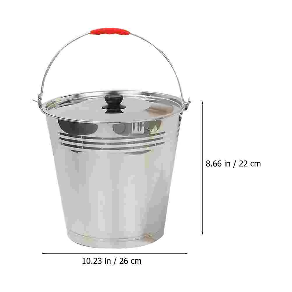 Stainless Steel Round Bucket Water Container with Lid Multifunctional Milk for Farm Holder Portable Cooler