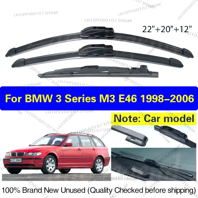 

For BMW 3 Series E46 Touring Estate 316 318 320 325 330 1998-2006 Wiper Front Rear Wiper Blades Windscreen 1999 2000 22"+20"+12"