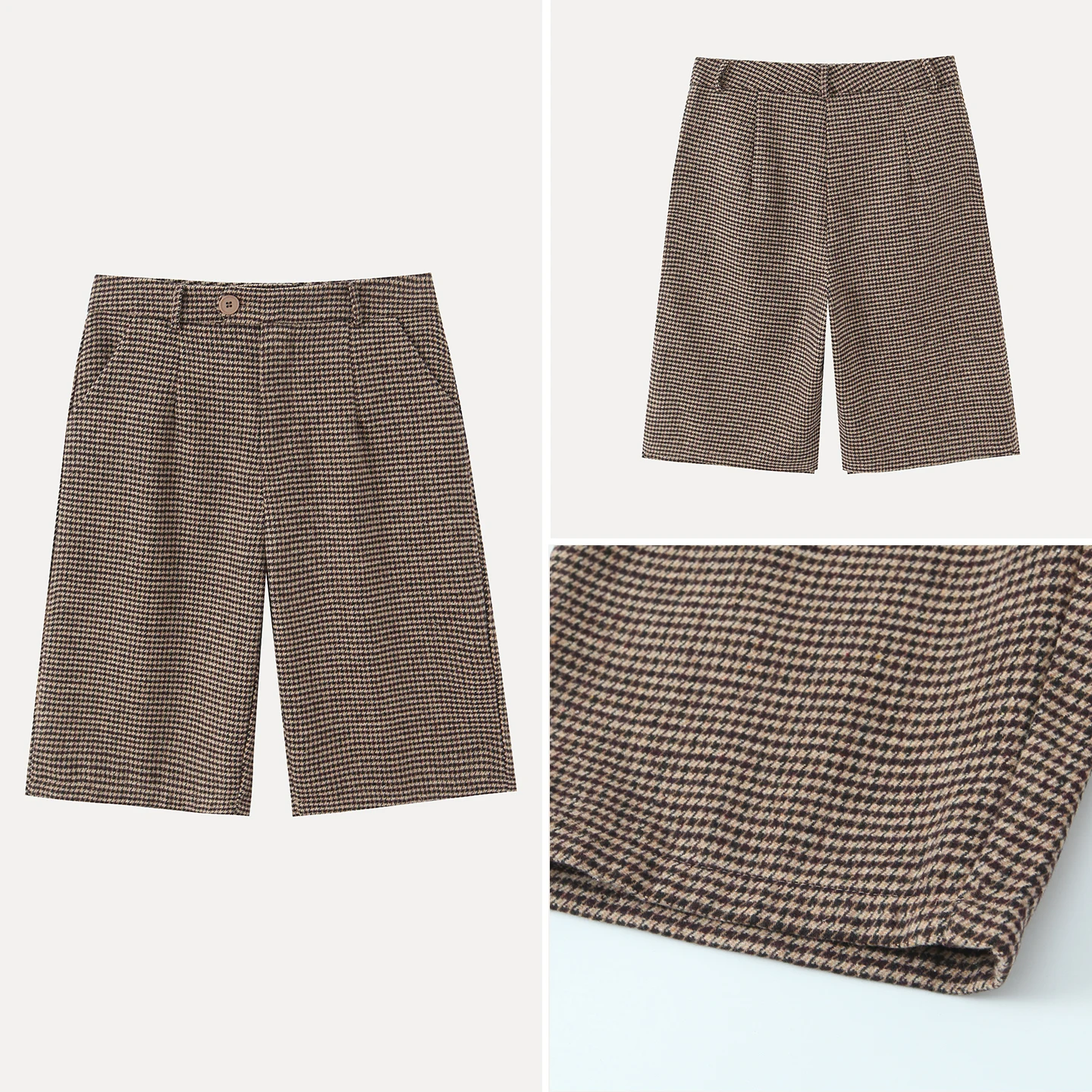 

Модные женские брюки-бермуды 2025 года до середины икры с универсальным клетчатым дизайном, на пуговицах, для повседневной носки, с завышенной талией