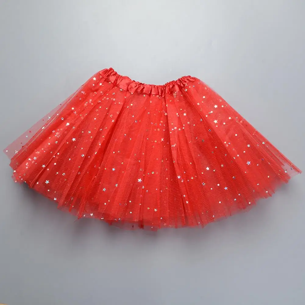 Fun Tulle Dress Sparkling Star Sequins Tulle Skirt for Kids Adults Elastic Waist Ballet Skirt for Carnival Party Costume